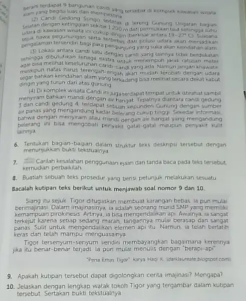 berarti terdapat 9 bangunan tersebar di komplek kawasan wisata yang begituluas dan memperons (1) Candarketing Songo tertetak lereng Gumung Ungaran bagan Selatan kawasan wisata