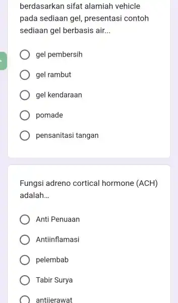 berdasarkan sifat alamiah vehicle pada sediaan gel, presentasi contoh sediaan gel berbasis air. __ gel pembersih gel rambut gel kendaraan pomade pensanitasi tangan Fungsi