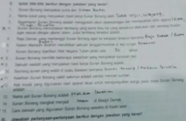 berikut dengan jawaban yang benar! 1. Suman fionang merupakan putte 2 Name suluk yang merupakan hasil karya Suman Bonary ay any . 3. buy