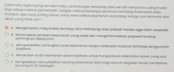 Dalam era digital yang semakin maju perlindungan terhadap data sensitif menjadi isu yang krusial bagi setiap instansi pemerintah. Dengan adanya berbagai ancaman terhadap keamanan