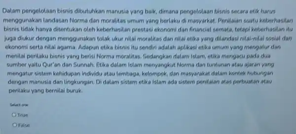 Dalam pengelolaan bisnis dibutuhkan manusia yang baik.dimana pengetolaan bisnis secara etik harus menggunakan landasan Norma dan moralitas umum yang berlaku di masyarkat. Penilaian suatu