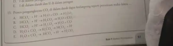 dapat berlangsung seperti persamaan reaksi kimia __ A. B c D B. at the sports E E. I di dalam darah dan II di