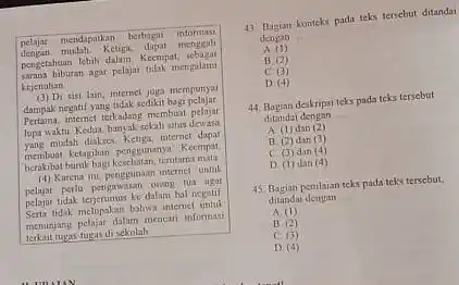 dengan Ketiga dapat menggali pelajar mendapatkan berhagai informasi pengetahuan lebih dalam Keempat sarana hiburan agar pelajar tidak mengalami kejenuhan (3) Di sisi lain, internet