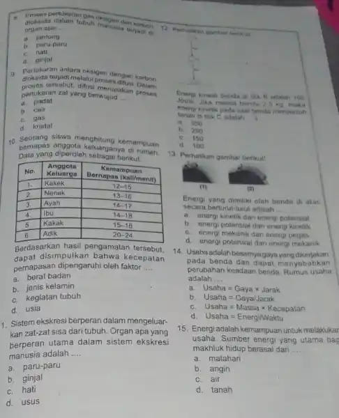 dioksida dalam tubuh manusia karbon argan apa __ a jantung terjadi di b. paru-paru C d. ginjal 9. Pertukaran antara oksigen dengan karbon dioksida