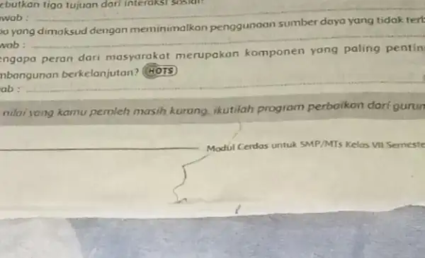 ebutkan wab __ ayang dimaksud dengan meminimalkan penggunoan sumber daya yang tidak tert wab __ ngapa peran dari masyarakat merupakan komponen ab __ nilai