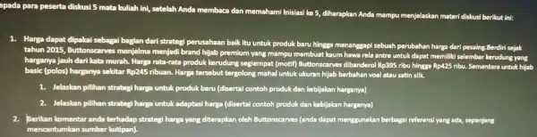 epada para peserta diskusi 5 mata kuliah ini, setelah Anda membaca dan memahami Inisiasi ke 5,diharapkan Anda mampu menjelaskan materi diskusi berikut ini: 1.