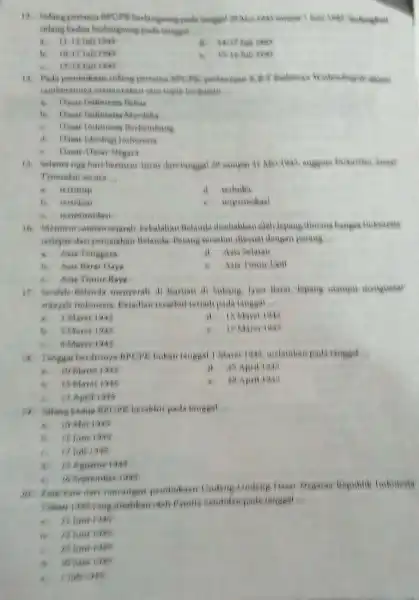 familial __ la if Mole full that 14. Pada rembukana sidang pertania SPUPK __ Berkembang d. Basar Ideologi Indonesia __ b. terteban terministant behalahan