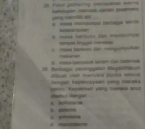 in Food gathering merupat can warns kehidupan manusia camar yang membian a. mana mempunya bertaga look B. mass berburu dar membuhya lampat tinggal menetap