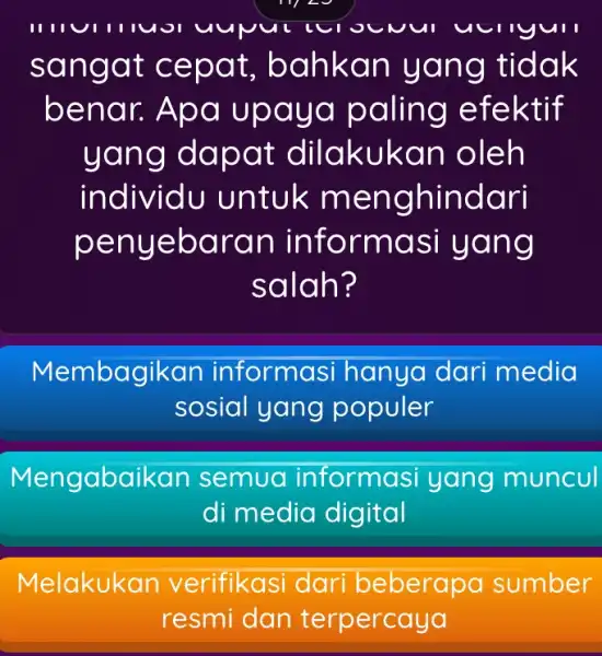 IIII vill lll sang at cepa n yang tidak bena r. Apa upa ua pa ling efektif yang dapat dilakuk an oleh individu untuk