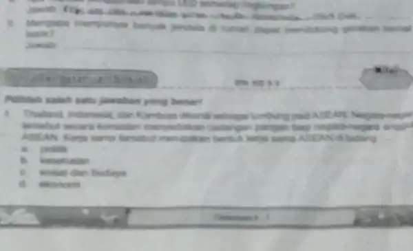 __ jendela di numah dapat Jawab Pilihlah salah satis jawaban yang benart Thaland, indonesia, dan bersebut secara konsister menyedakan cadingan pargar ASEAN Kerja kama