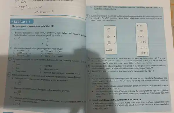 Jika perlu, gunakan rumus-rumus pada Tabel 1.2. Soal Pemahaman 1. Besaran x dalam meter, t dalam sekon,o dalam m/s, dan a dalam berikut ke