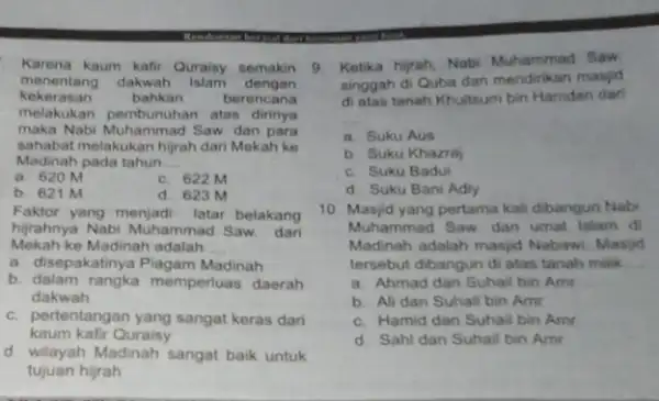 Karena kaum kafir Quraisy semakin kekerasan bahkan berencana menentang dakwah Islam dengan melakukan pembunuhan atas dirinya maka Nabi Muhammad Saw dan para sahabat melakukan