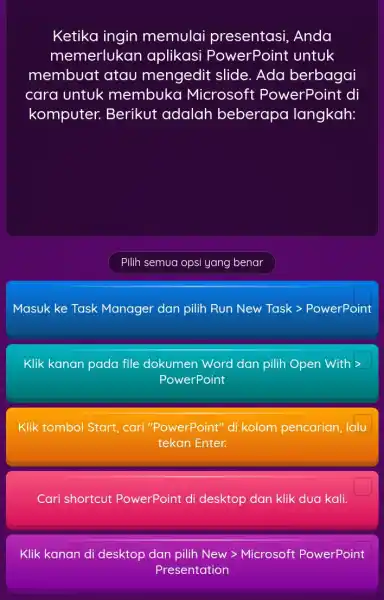 Ketika ingin memulai presentasi, Anda memerlukan aplikasi PowerPoint untuk membuat atau mengedit slide Ada berbagai cara untuk membuka Microsoft PowerPoint di komputer.Berikut adalah beberapa