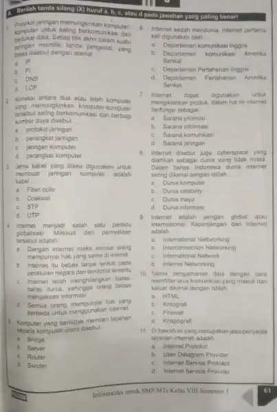 komputer untuk saling berkomunikasi dan Protokol jaringan memungkinkan komputer. komputer data. Setiap tuberkon dalam suatu jaringan memiliki tanda pengenal, yang biasa disebut dengan alamat