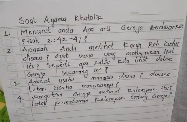 L kisah 2:42-47 2. Aparah Anda melihat Faripa Roh kudus disana? ayat mana yang medin Tukan Hal itu? se perti apa Kalau Fita lihat