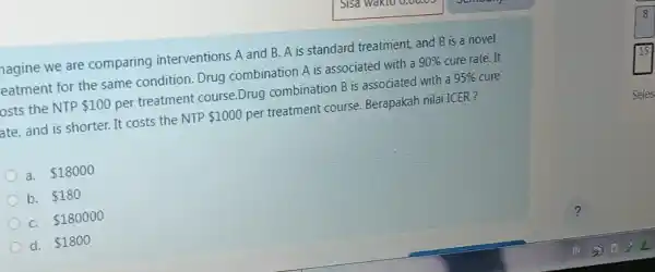 nagine we are comparing interventions A and B A is standard treatment, and B is a novel eatment for the same condition. Drug combination