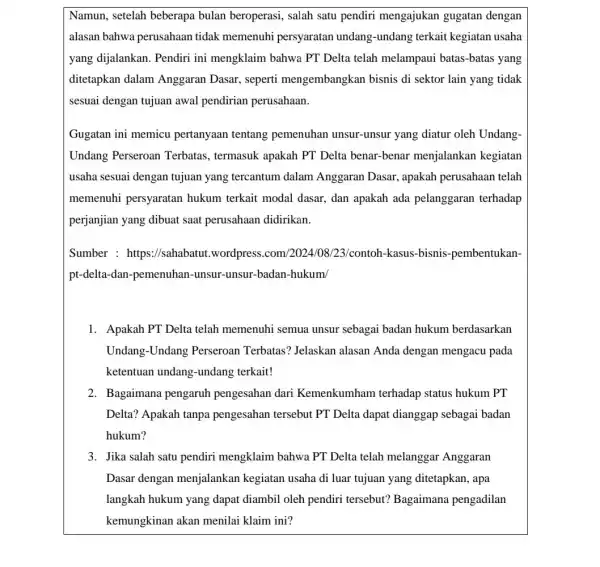 Namun, setelah beberapa bulan beroperasi, salah satu pendiri mengajukan gugatan dengan alasan bahwa perusahaan tidak memenuhi persyaratan undang -undang terkait kegiatan usaha yang dijalankan.