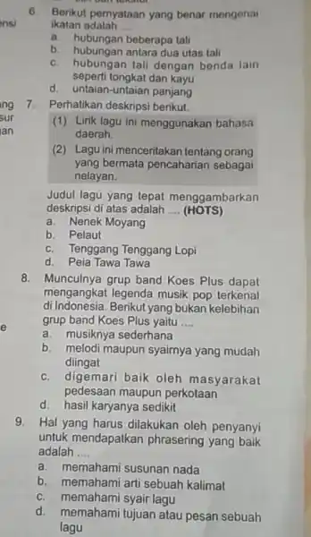 nsi e 6.Berikut pernyataan yang benar mengenai ikatan adalah __ a. hubungan beberapa tali b. hubungan antara dua utas tali c. hubungan tali dengan