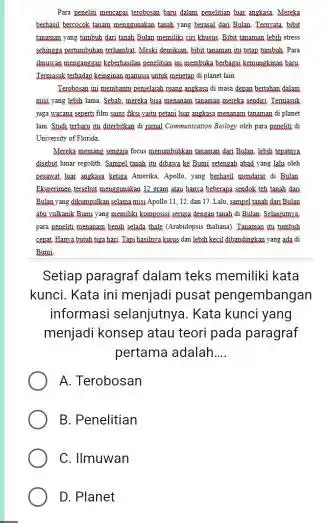 Para penciliti menzanai tersbesar bau dalam perelitian lux anckas Mereka ketaail bercocok tanam menggunakan tarah yang berasal dan Bulan Temata bits traman yang tambah