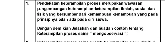 Pendekatan keterampilan proses merupakan wawasan pengembangan keterampilan keterampilan ilmiah, sosial dan fisik yang bersumber dari kemampuan kemampuan yang pada prinsipnya telah ada pada diri