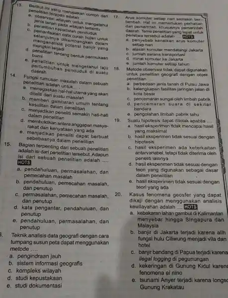 penelitian terapan manakan contoh dari 17 a. prevasi wilayah __ b. penelitian kepadatat penduduk tanah pada wilayah mengangara dikembat banjir yang dikembangkan dalam curah