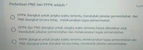 Perbedaan PNS dan PPPK adalah PPPK diangkat untuk jangka waktu tertentu menduduki jabatan pemerintahan dan PNS diangkat secara tetap melaksanakan tugas pemerintahan PPPK dan