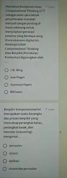 Perhikiran Komputasi atau Cómputational Thinking (CT) sebagai salah satu teknik penyelesaian masalah menjadi sangat penting di masa sekarang untuk menyiapkan generasi penerus yang berdaya