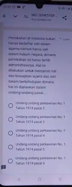 Pernikahan di Indnesia bukan 2 poin hanya terdaftar sah dalam agama namun harus sah dalam hukum negara, dimana pernikahan ini harus tertib administrasinya .