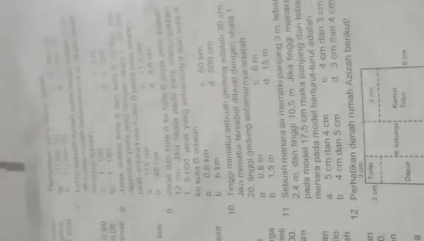 Pernyataan yang benar adalah (1) (1) dan (2) (2) dan (3) (3) operatorname(dan)(4) (1) (1) operatorname(dan)(3) (4) (3) operatorname(dan)(4) 7. Lebar sebuah rumah pada