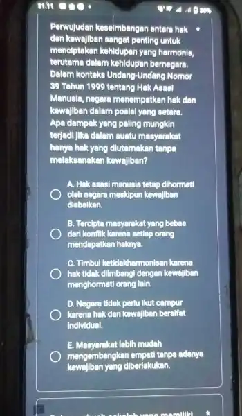 Perwujudan keseimbangan antare hek dan kewajiban sangat penting untuk menciptakan kehidupan yang harmonis, terutama dalam kehidupan bernegara. Dalam konteks Undang-Undang Nomor 99 Tahun 1999