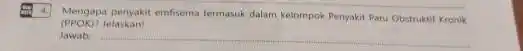 (PPOK)? Jelaskan! Mengapa penyakit emfisema termasuk dalam kelompok Penyakit Paru Obstruktif Kronik Jawab __