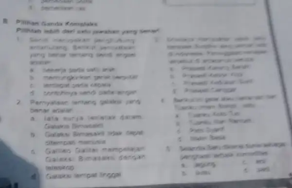 printle pertedaan ras 8. Pilihan Ganda Komplaks Pilihlah labih dari safu t Sendi merupakan pen antartulang Benkot parryatan yang benar lantang send angers adalah