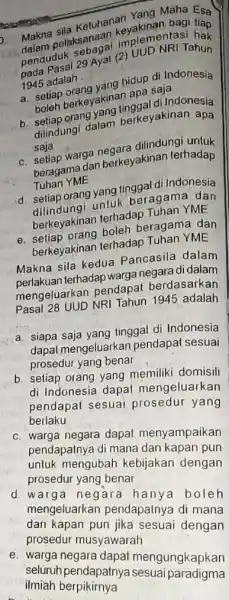 Selum pendapatnya sesual makapkan negara dapal mengungkapkan ilmiah berpikirnya harmonious sila Ketuhanan Yang Maha Esa Makna Esa dalam pelaksanaan implementasi hak penduduk 29 Ayat