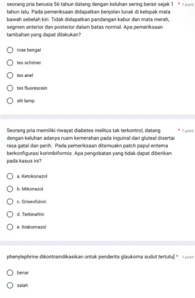 seorang pria berusia 56 tahun datang dengan keluhan sering berair sejak 11 point tahun lalu. Pada pemeriksaan didapatkan benjolan lunak di kelopak mata bawah