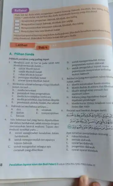 tanda pada daftar cek Refleksi Pada bab ini Anda telah mempelajarinda memahami konsep yang dimaksudabilie Men dakwah, khotbah, dan tablig square Menjelaskan pengertian dakwah.kehitbah