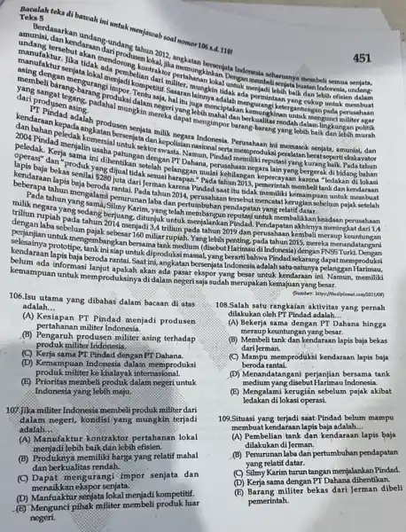 Teks 5 Teksis teks di bawah ini untuk and soal soal nomor106 a.1101 dan kendaraan dari peng tahun ak memamuan bersenjara Indonesia.seharusnya membeli pembelian