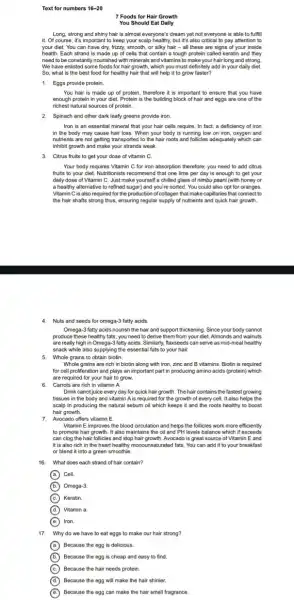 Text for numbers 16-20 7 Foods for Hair Growth You Should Eat Daily Long, strong and shiny hair is almost everyone?dream yet not everyone