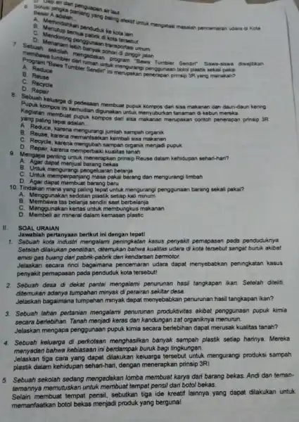 usi jangkan penguapan air last 6. Besar Jangka panjang yang peling efektif untuk mengatasi masalah pencemaran udara d Kota Besar A adaiah __ A