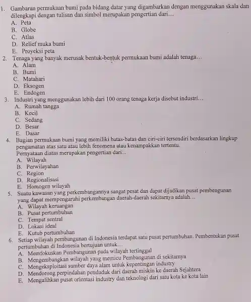 1. Gambar an permukaan bu mi pada bidang datar yang digan nbarkan dengan mengg unakan ska la dan dilengkap dengan tulisan dan simbol me