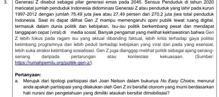 3 Generasi 2 disebut sebagai pilar generasi emas pada 2045. Sensus Penduduk di tahun 2020 mencatat jumlah penduduk Indonesi didominasi Generasi Z atau penduduk