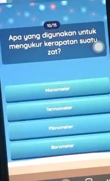 Apa yang digunakan untuk mengukur kerapatan suatu zot? Termometer Dikno Bercineter