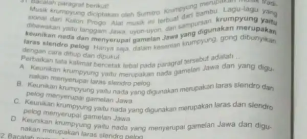 berikut! riradi. sional krumpyung diciptakan oleh Sumitro Krumpyung yang dari Kulon devolational musik ini terbuat dibawakan yaitu langgam Jawa, uyon-uyon nada dan menyerupai dalam