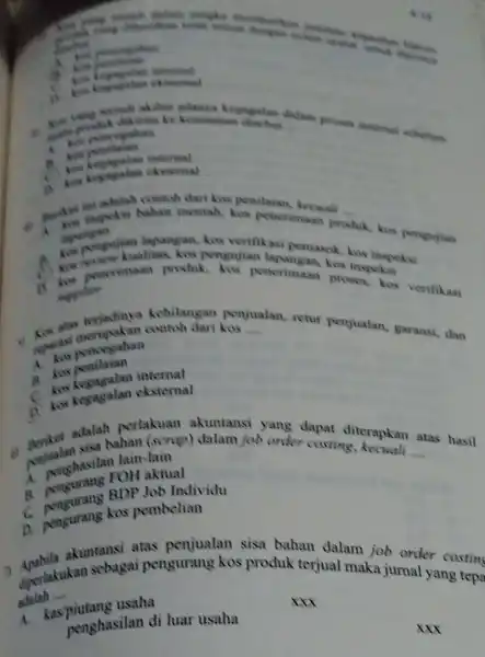 ce i is Anternal . __ sebelum kiss kon kepagalan eksternal __ A. that, kes pengujian contoh dari kon penilaian lapangan lapangan asi bahan