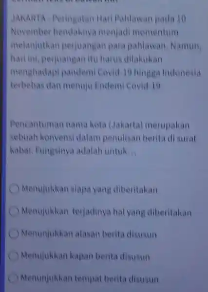 community No on ourself thin JAKARTA Peringatan Hari Pahlawan pada 10 November menjadi momentum melanjuthan perjuangan para pahlawan, Namun, hari ini,perjuangan itu harus dilakukan