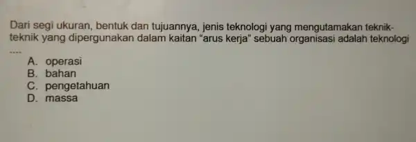 Da iseg i uk uran,bent kdar tekno logi yang mengi tamakan teknik- teknik yang dipe rgu nakar , jenis terjad sebuar organisasi ade lan