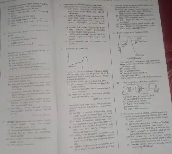 (A) dapat menurunkan energi aktivasi. (B) reaksi dapat berjalan dalam temperatur konstan. (C) bersifat stabil terhadap panas. (D) dapat bekerja di luar dan di