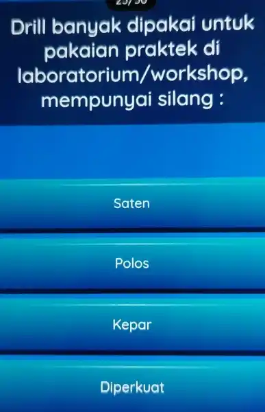 Drill banyak dipakai untuk pakaian đi laboratorium/workshop mempunyai silang: Saten Polos Kepar Diperkuat