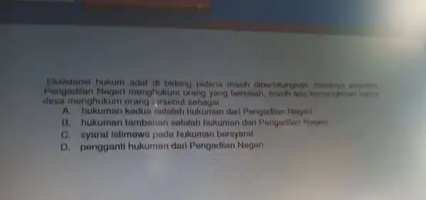 Ekolatonsi hukum adat di bictang erhit ungkan, minalnya sosudah Pongadilan Nogeri metal of kum orang yang masih lab manuals kon uncle desa menghukum cream