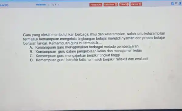 Guru yang efektif membutuhkan berbagai ilmu dan keterampilan , salah satu keterampilan termasuk kemampuan mengelola lingkungai belajar menjadi nyaman dan proses belajar berjalan lancar