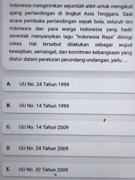 Indonesia mengirimkan sejumlah atlet untuk mengikuti ajang pertandingan di tingkat Asia Tenggara . Saat acara pembuka pertandingan sepak bola , seluruh tim Indonesia dan